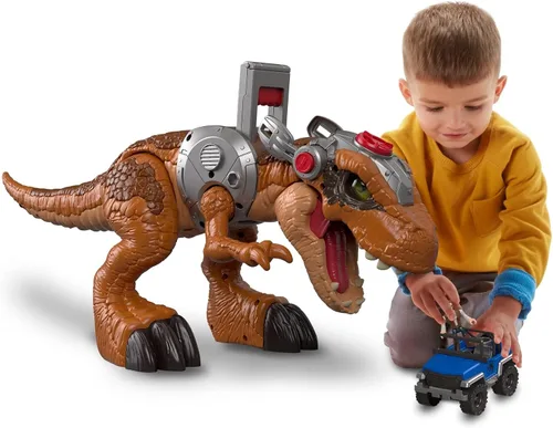 Miniatura 4 de Fisher-Price Imaginext Jurassic World T. rex - Juguete de dinosaurio con figura de Owen Grady, ojos iluminados y acción de morder para mayores de 3