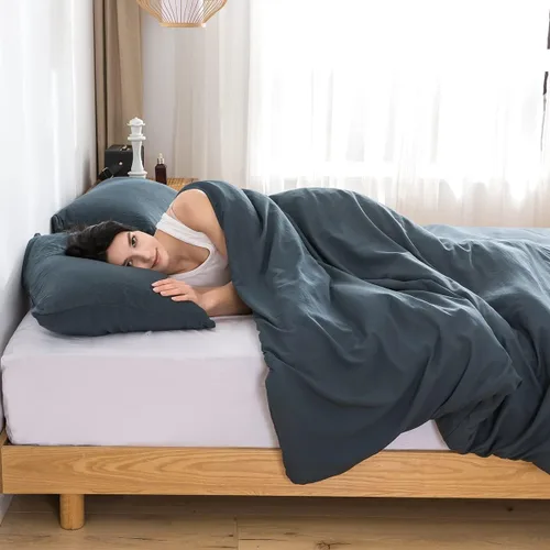 Miniatura 7 de Juego de edredón suave y esponjoso de 2 piezas para cama individual / XL, fabricado con tela de microfibra de polialgodón lavable y acogedora