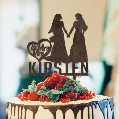 Decoración para tarta de boda con silueta lesbiana del mismo sexo, decoración para tartas de compromiso para ella y ella, decoración para tartas