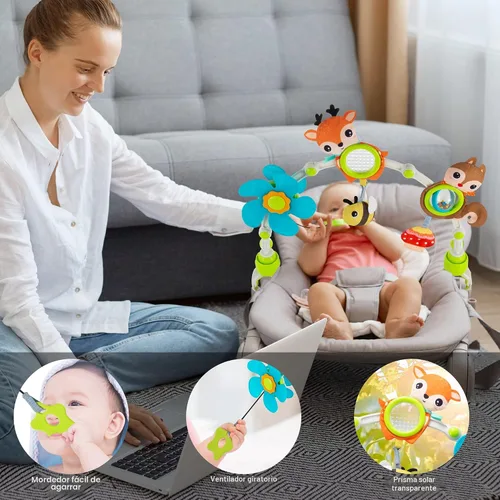 Miniatura 4 de Lynncare Arco Ajustable de Juguetes para Cuna de Bebé para Lactantes y Niños Pequeños, Arco para Carriola, Juguetes para Cuna con Fascinantes Ciervo