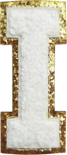Miniatura 128 de SPRT - Parches de letras de chenilla universitaria con purpurina, parche de letras blancas para planchar con letras del alfabeto para disfraz