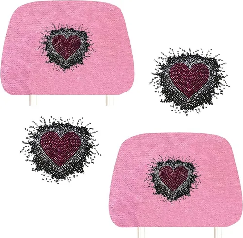 Miniatura 13 de ALLBrand Fundas universales para reposacabezas de asiento de automóvil, camión, con diamantes de imitación, color rosa, paquete de 2