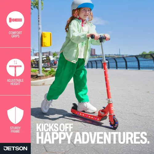 Miniatura 3 de Jetson Kids Jupiter patinete de 2 ruedas con luz LED para niños, luces LED en el manillar, la columna, las ruedas y la plataforma, manillar rojo