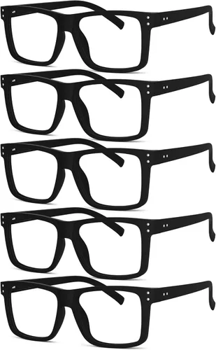 Eyekepper Paquete de 5 gafas de lectura de gran tamaño con marco cuadrado grande para hombres y mujeres - Negro +2.50 Paquete de 5 todo negro