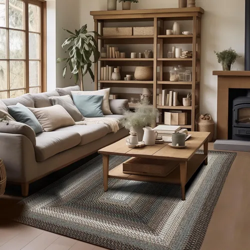 Miniatura 167 de Alfombra ovalada trenzada gris humo de 20 x 30 pulgadas, lavable para interiores y exteriores, decoración campestre para cocinas y entradas