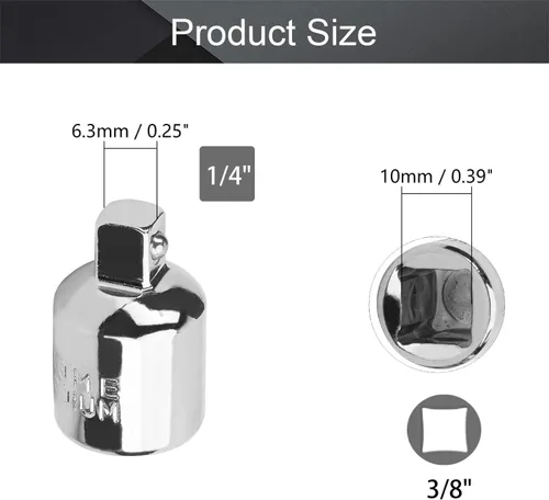 Miniatura 2 de Utoolmart Adaptador de enchufe de impacto de 3/8 pulgadas (F) x 1/4 pulgadas (M) para llaves de trinquete, convertidor Cr-V para reductor de manga