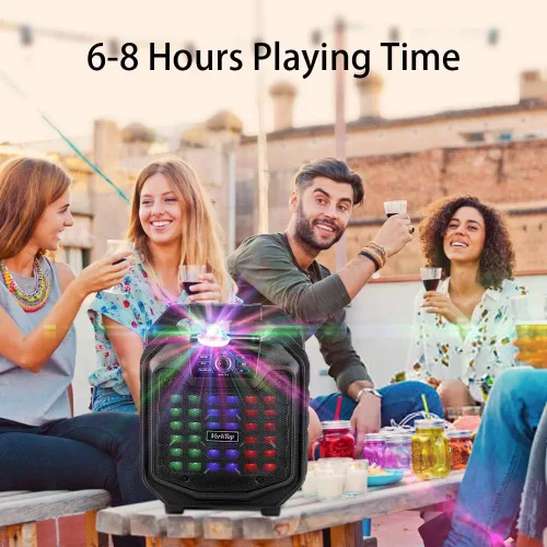 Miniatura 5 de Máquina de karaoke, sistemas de karaoke portátiles para adultos y niños, máquina de altavoces de karaoke Bluetooth con luces de discoteca