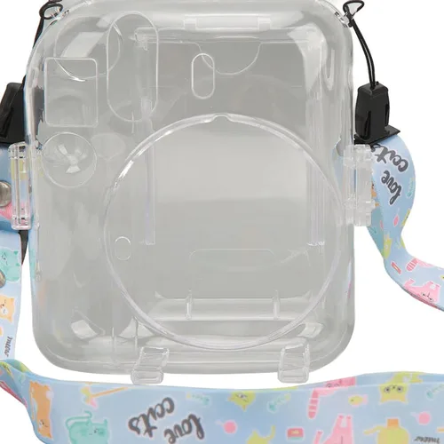 Miniatura 8 de ciciglow Funda protectora transparente para Mini 12, funda protectora de cámara rígida transparente para cámara instantánea con correa de hombro Azul
