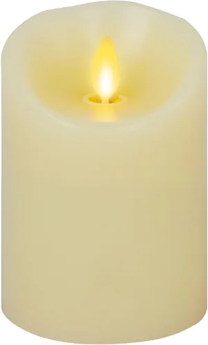 Miniatura 12 de Luminara Vela LED sin llama con borde festoneado, color marfil, 3.5 x 5 pulgadas, pilar de cera real, llama móvil con pilas, con temporizador, sin