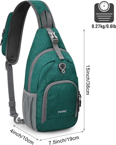 Miniatura 3 de G4Free Bolso bandolera RFID, mochila cruzada para el pecho, bolso de hombro para senderismo al aire libre Verde