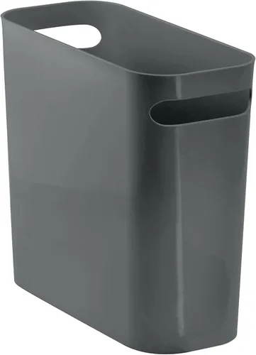 Miniatura 8 de mDesign - Pequeña papelera rectangular de plástico para basura, recipiente para basura con asas para baño, cocina, oficina en casa, dormitorio, Negro