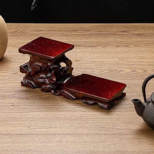 Miniatura 2 de Soporte de 2 plantas de palisandro oriental, soporte pequeño para plantas para escritorio de mesa de interior, mini estante de ventana