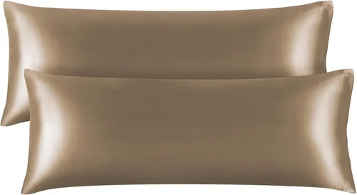 Miniatura 134 de Bedelite Funda de almohada de satén para el cuerpo, súper suave y refrescante, para el cabello y la piel, transpirable, sedosa y larga, 20 x 54 Rosa