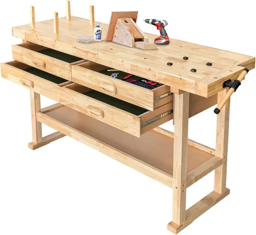 Miniatura 6 de Olympia Tools Banco de trabajo de madera de 48 pulgadas - Capacidad de peso de 330 libras Banco de trabajo de madera para garaje, taller y hogar