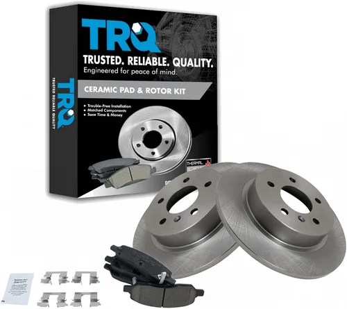 Miniatura 124 de TRQ Kit de rotor de freno trasero y pastillas de cerámica Posi premium compatible con camioneta Chevy GMC