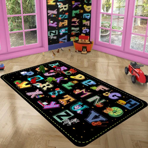 Miniatura 4 de Alfombras de aula para niños, alfombra colorida del alfabeto para dormitorio de niños, alfombra educativa para niños para sala de juegos, alfombra