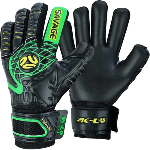 Miniatura 2 de K-LO - Guantes de portero de fútbol Savage Blackout (unisex, juvenil, niños y adultos) - Protectores de dedos para protección Palma de agarre
