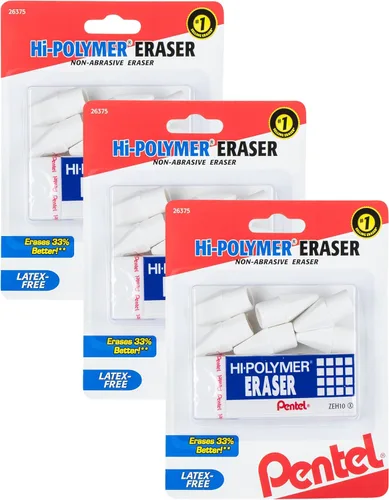 Miniatura 2 de Pentel Arts - Borradores de tapa blanca de alto polímero, paquete de 10 (ZEH02PABP10)