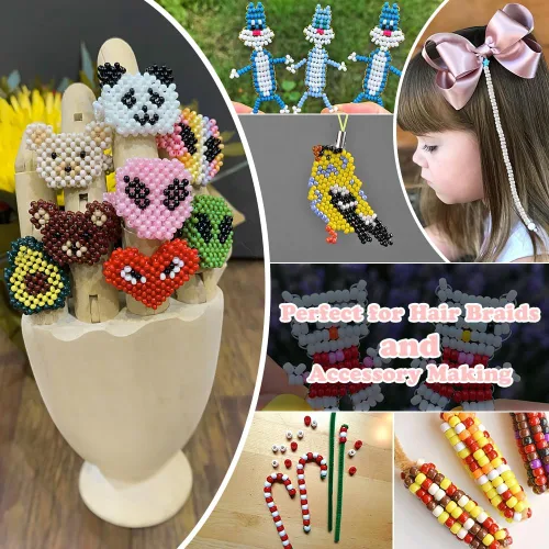 Miniatura 3 de QPIXVB 1100 PIEZAS Cuentas de Pony Blancas, Kit de Cuentas para Pulseras de Amistad, Cuentas para Hacer Joyas y Pulseras, Cuentas para Trenzar