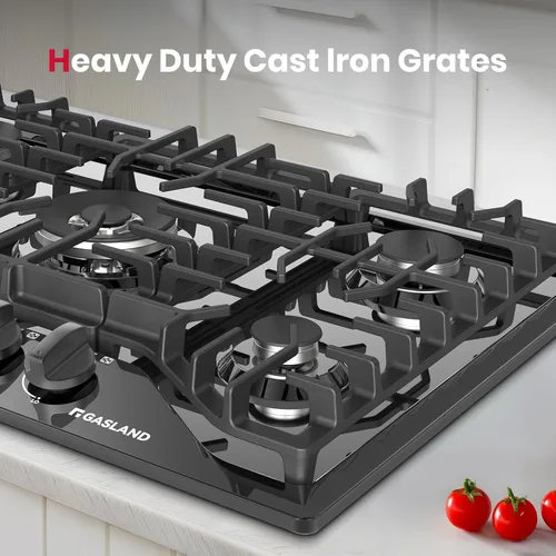 Miniatura 3 de GASLAND Placa de cocina a gas de 30 pulgadas, color negro, estufa de propano de 5 quemadores, placas de gas integradas convertibles a NG/LPG