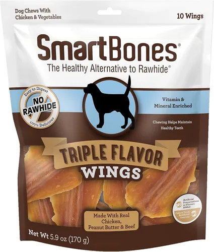 Miniatura 6 de SmartBones Sin colores artificiales ni conservantes masticables de costillas y alas, dale a tu perro un divertido masticable de triple sabor