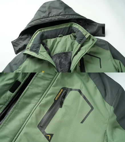 Miniatura 4 de INVACHI Chaqueta de esquí de invierno para hombre, impermeable, resistente al viento, forro polar con capucha