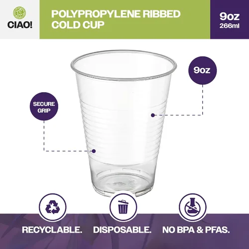 Miniatura 2 de CIAO! Vaso desechable acanalado de polipropileno de 9 oz (caja de 1,000)