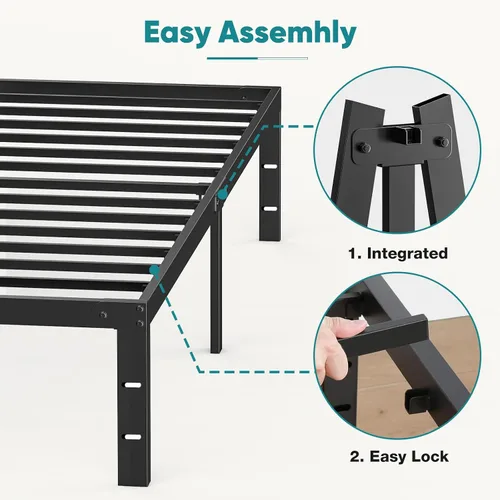 Miniatura 6 de OLIXIS 14in Metal Twin Bed Frame High with Storage Space, Sturdy Steel Slat Support with 800LBS Heavy Duty, No Box Spring Needed, Easy Assembly