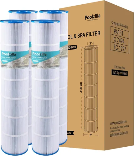 Poolzilla Paquete de 4 cartuchos de filtro de piscina, compatible con PLF131A, Pleatco PA131-PAK4, Hayward CX1280XRE, SwimClear C5020 Unicel C-7494,