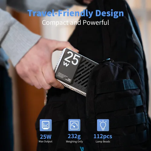 Miniatura 2 de ZHIYUN CINEPEER CM25 - Luz de video LED de 25 W, tamaño de bolsillo, mini portátil para fotógrafos, luz en cámara, regulable 2700K-6200K • CRI≥96 •