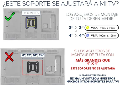 Miniatura 5 de Mount-It! MI-203 Soporte de pared fijo de perfil bajo para TV Se adapta a pantallas de 13 a 32 pulgadas VESA 75 x 75 y 100 x 100 Acero