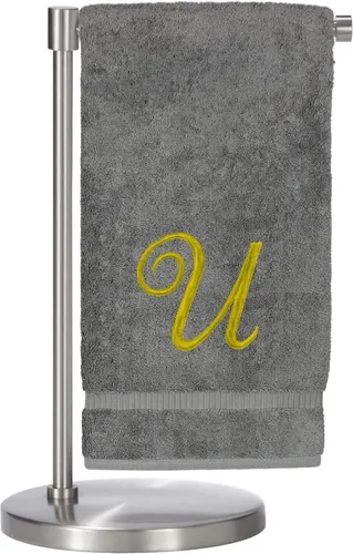 Miniatura 81 de Script R - Toalla de baño con monograma, regalo personalizado, 27 x 54 pulgadas, juego de 1 toalla bordada con texto dorado, 100% algodón turco