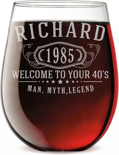 Miniatura 26 de Copa de vino personalizada sin tallo, grabada para el Día de la Madre, monograma circular, copa de vino personalizada para mamá, copas de vino