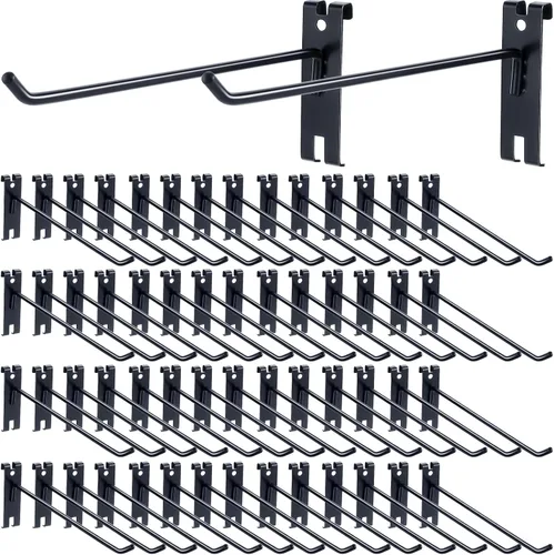 Miniatura 8 de Chumia 50 ganchos de pared de rejilla de 4/6/8/10 pulgadas, ganchos de rejilla de pared negros, accesorios de rejilla para paneles de pared