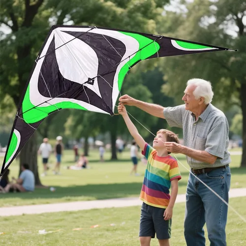 Miniatura 4 de Babyeden Cometa grande de doble línea, cometa deportiva de nivel básico de 84 pulgadas de ancho para adultos y adolescentes Verde