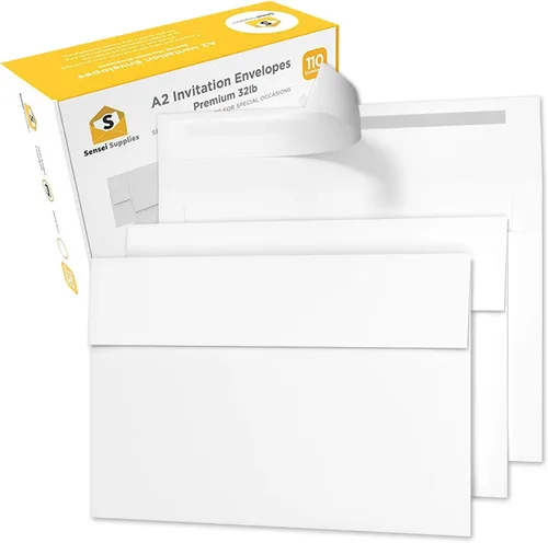 110 sobres de invitación blancos de 4 3/4 x 5 ¾ – A2 – para invitaciones de boda, RSVP, tarjetas de felicitación, correo de almacenamiento de fotos,