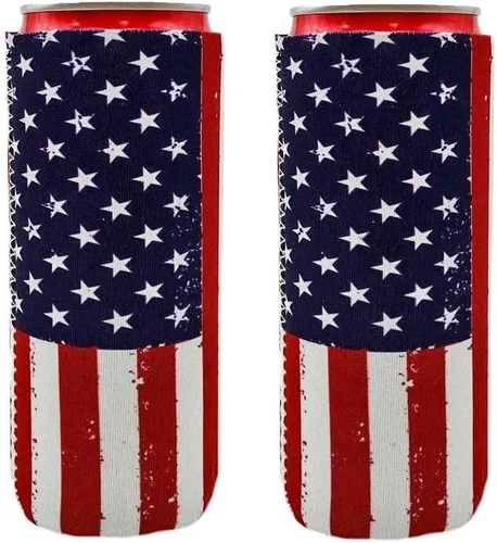 2 Fundas de neopreno para enfriar latas largas de cerveza, fundas para lata de cerveza plegables, fundas para enfriar latas, adecuadas para bebidas
