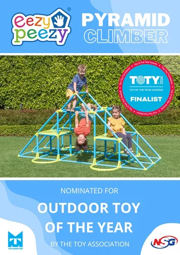 Miniatura 2 de Eezy Peezy Mega Pirámide Barras de Mono Torre de Escalada Activa Diversión al Aire Libre para Niños de 3 a 8 Años, Azul/Verde Azul y verde