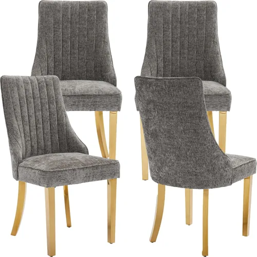 Miniatura 21 de Juego de 2 sillas de comedor modernas de mediados de siglo, tapizadas de tela beige, sillas de cocina y comedor, sillas de cocina con patas