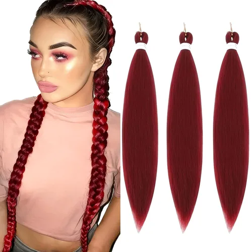 Miniatura 26 de Cabello trenzado preestirado de 26 pulgadas, 8 paquetes 1B, trenzas bohemias de ganchillo con textura Yaki suave para mujeres negras, no tóxico