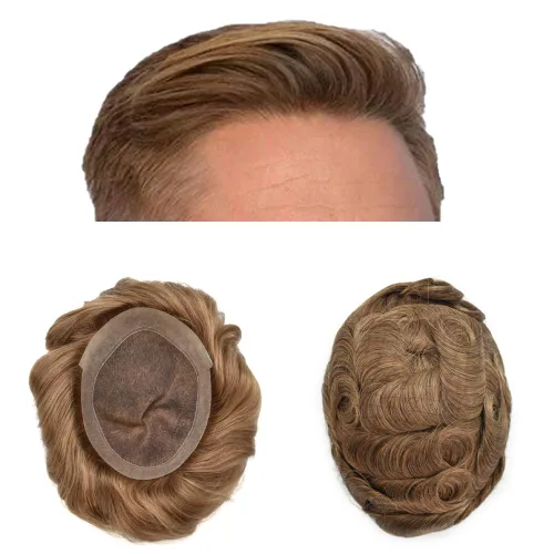Miniatura 89 de Sistema de reemplazo de cabello de encaje francés para hombre, piezas de cabello de aspecto natural, color negro, marrón, rubio, gris, protesis