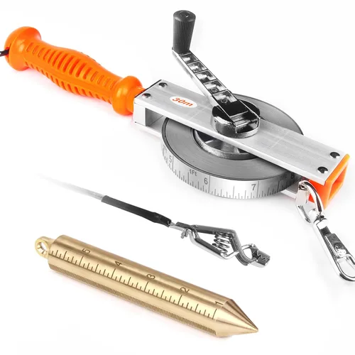 Miniatura 10 de Cekegon Cinta de medición de aceite con 560 g/20 oz Plumb Bob, a prueba de explosiones de tanque de aceite Cintas de medición con correa de tierra