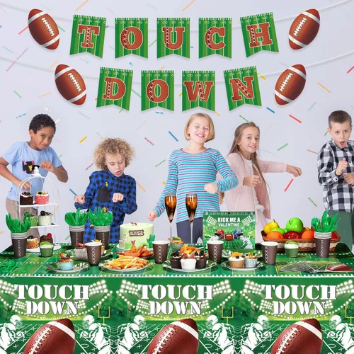 Miniatura 7 de Juego de 172 piezas de suministros de fiesta de fútbol, decoración de fiesta de fútbol, juego deportivo, decoración de cumpleaños, platos de papel