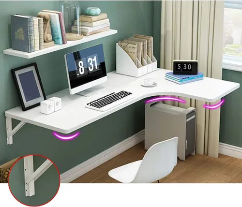 Miniatura 4 de mesa plegable flotante de madera, multifunción, mesa de comedor, mesa de estudio, mesa de trabajo, 10 tamaños, con accesorios
