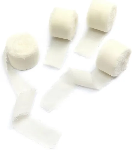 Miniatura 18 de 4 rollos de cinta de seda hecha a mano con flecos de 1.5 pulgadas x 5 yardas (4 rollos de 20 yardas) para invitaciones de boda, ramos de novia