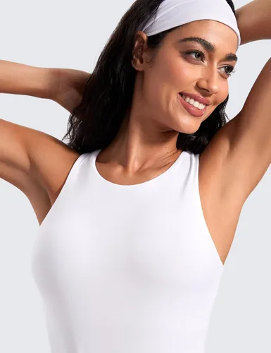 Miniatura 4 de CRZ YOGA Butterluxe - Camiseta sin mangas de entrenamiento para mujer, con espalda cruzada, acolchada, cuello alto, para yoga, atlética con brasier