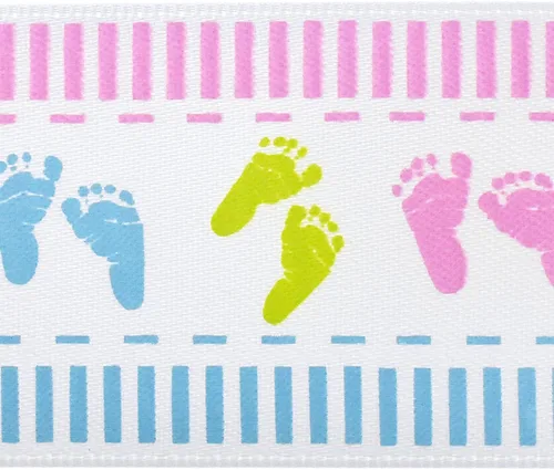 Miniatura 2 de Homeford Baby Footprint - Cinta de satén pastel, color blanco, 1-1/2 pulgadas, 3 yardas