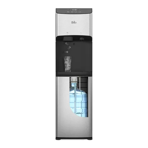 Dispensador de agua Brio 520 ICE para botella de 5 galones | Enfriador de carga inferior con máquina de hielo tipo bala | Autolimpiante UV, pantalla
