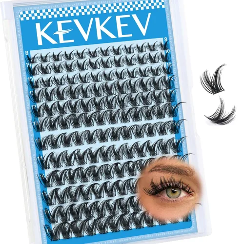 Miniatura 7 de KEVKEV Racimos de pestañas 144 unidades, racimos de pestañas naturales tenues, extensión de pestañas de banda fina y suave, mezcla de longitudes