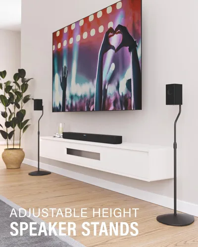 Miniatura 2 de SANUS Paquete de sistema de sonido premium: soporte de pared universal extensible para barra de sonido + soportes de altavoz de altura ajustable